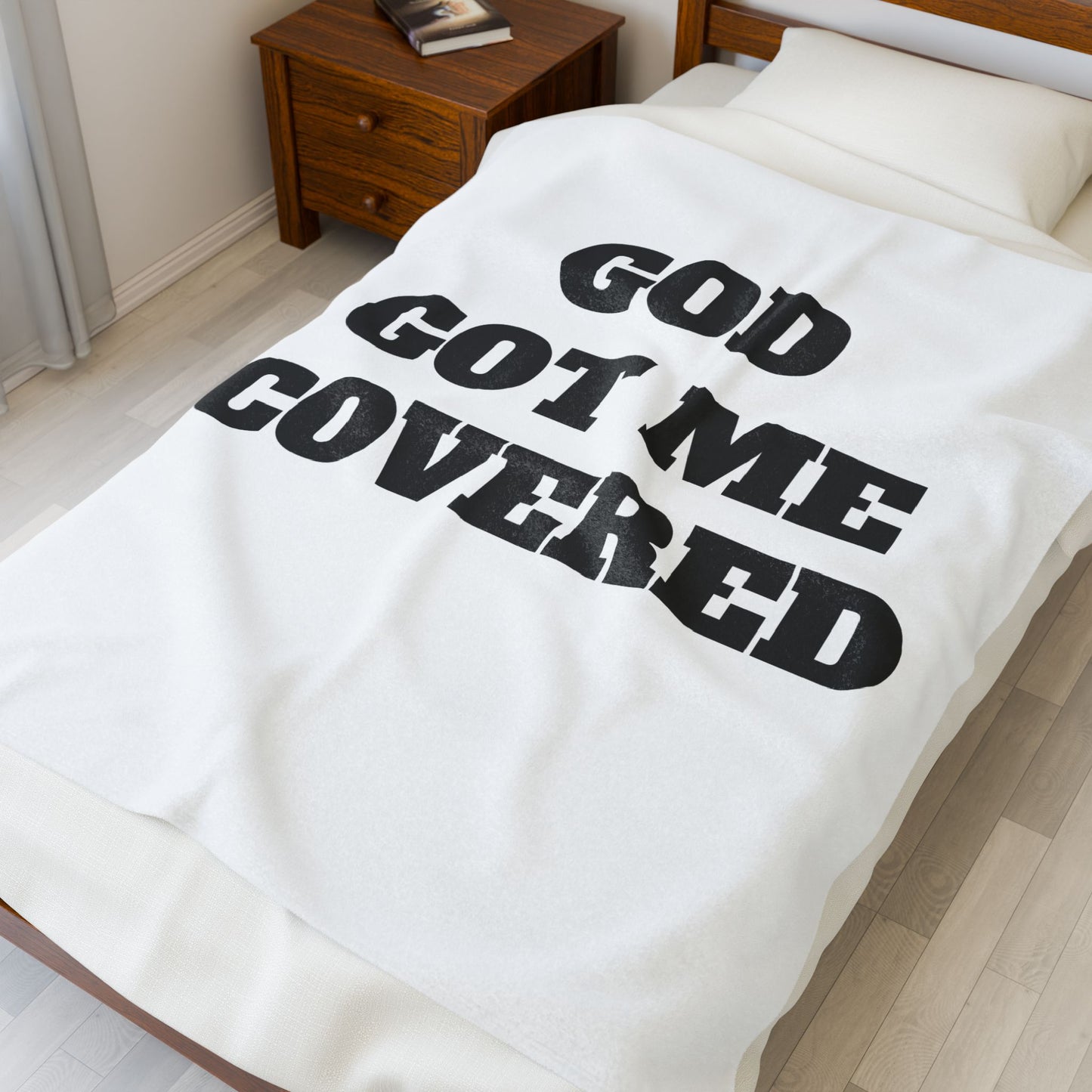 Inspirational Velveteen Plush Blanket - 'God Got Me Covered'